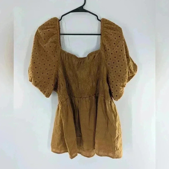 Maurices Eyelet Puff Sleeve Women's Size 2X New Sleeve Blouse Fall Color - Picture 5 of 12